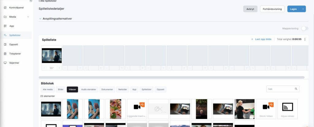 Hvordan lage spilleliste på DigitalSkilting